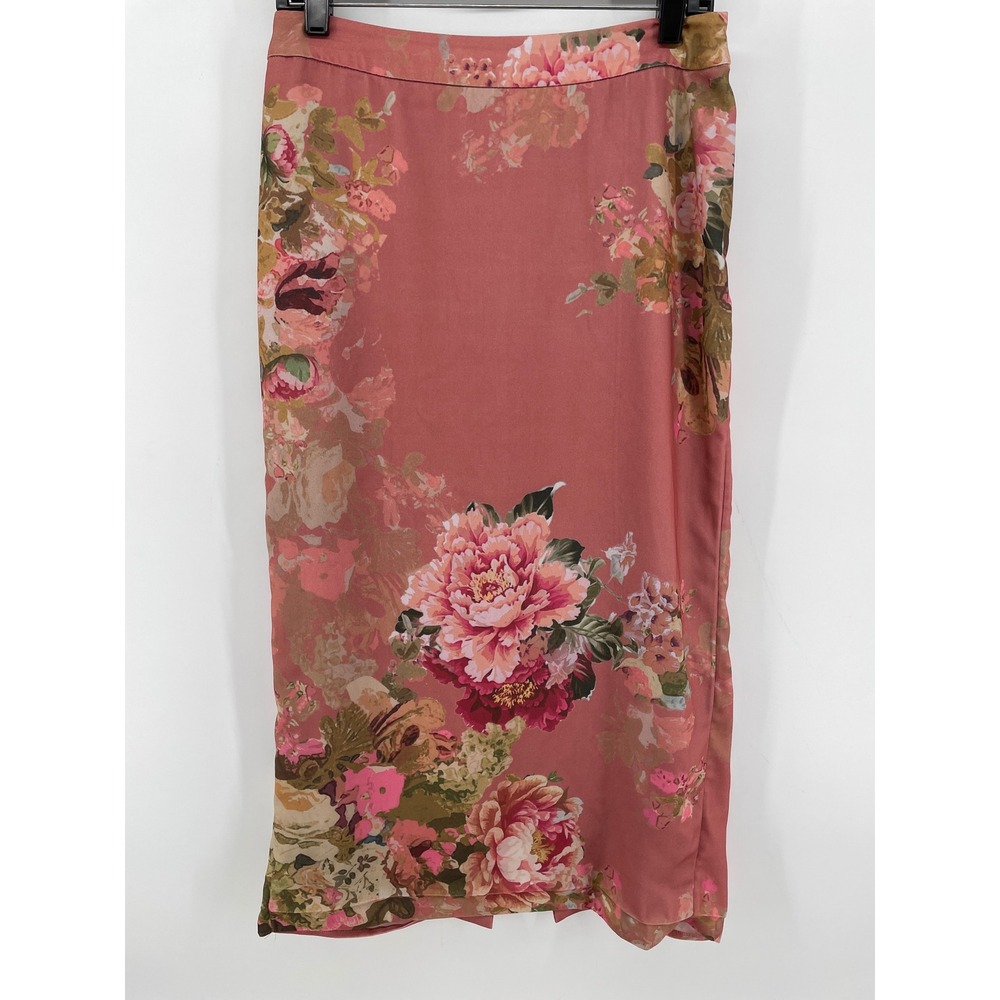 Jason Wu Floral Midi Skirt Womens Medium Blush Pink Cottagecore Romantic Garden